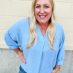 Complete Awe V-Neck Loose Fit in Chambray