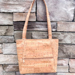 Cork MINI Tote Bag with Front Zipper Pocket  Gold Flecked- The Pink Pineapple 850