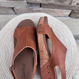 Corky’s Volta II cognac leather open-toe cork wedge sandal