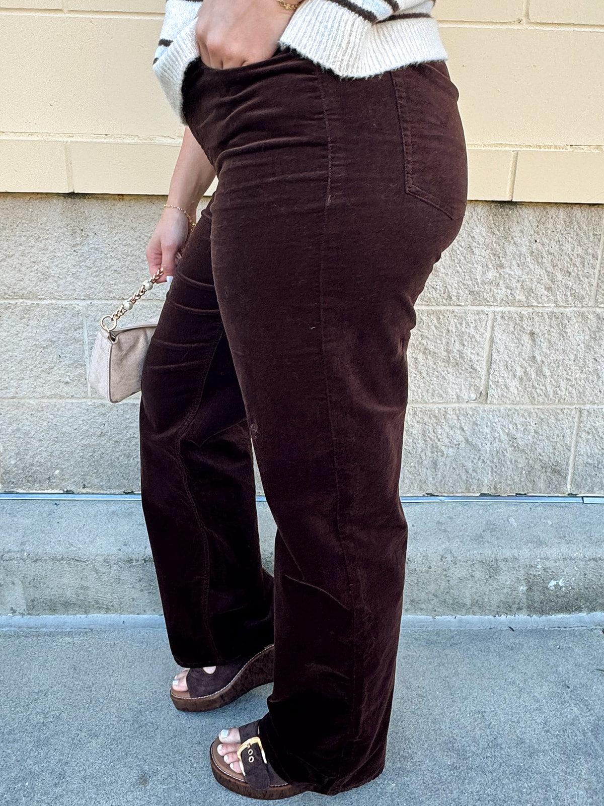 [Dear John] Holly Crushed Velvet Jeans in Shaved Chocolate brown