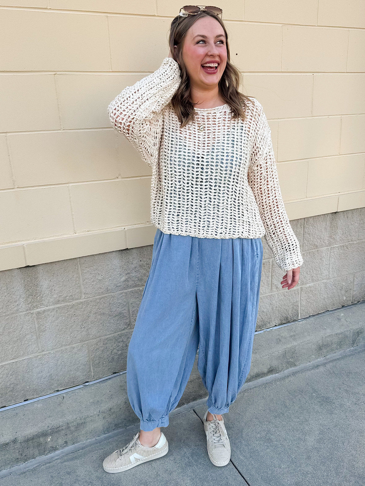 [Dear John] Adela beige loose open knit sweater