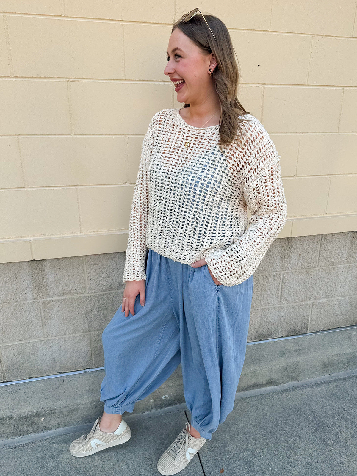 [Dear John] Adela beige loose open knit sweater