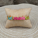 Dot Crack Bam Cursive Enamel Mahjong Hinge Bangle - The Pink Pineapple 850