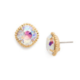 Sorrelli Cushion-Cut Solitaire Stud Earrings- Crystal Aurora Borealis