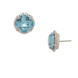 Sorrelli Cushion-Cut Solitaire Stud Earrings - Aquamarine Silver