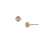 Small round crystal stud earrings in bright gold-tone four-prong setting