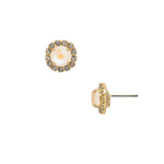 Bright gold-tone halo stud earrings with round Ultra White crystals from Sorrelli’s Haute Halo style.