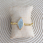 Easton Elle aquamarine stone stretch bracelet with gold accent bead