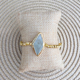 Easton Elle aquamarine stone stretch bracelet with gold accent bead