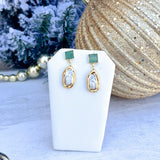 [Easton Elle] Green Rectangle Pearl Earrings - The Pink Pineapple 850