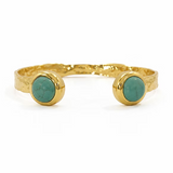 Adjustable 18K gold-plated cuff bracelet with a turquoise stone accent