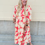 [Mary Square] Eleanor Fall Floral Fire Midi Dress