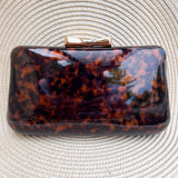 Enamel Faux Leather Tortoise Party Clutch- The Pink Pineapple 850