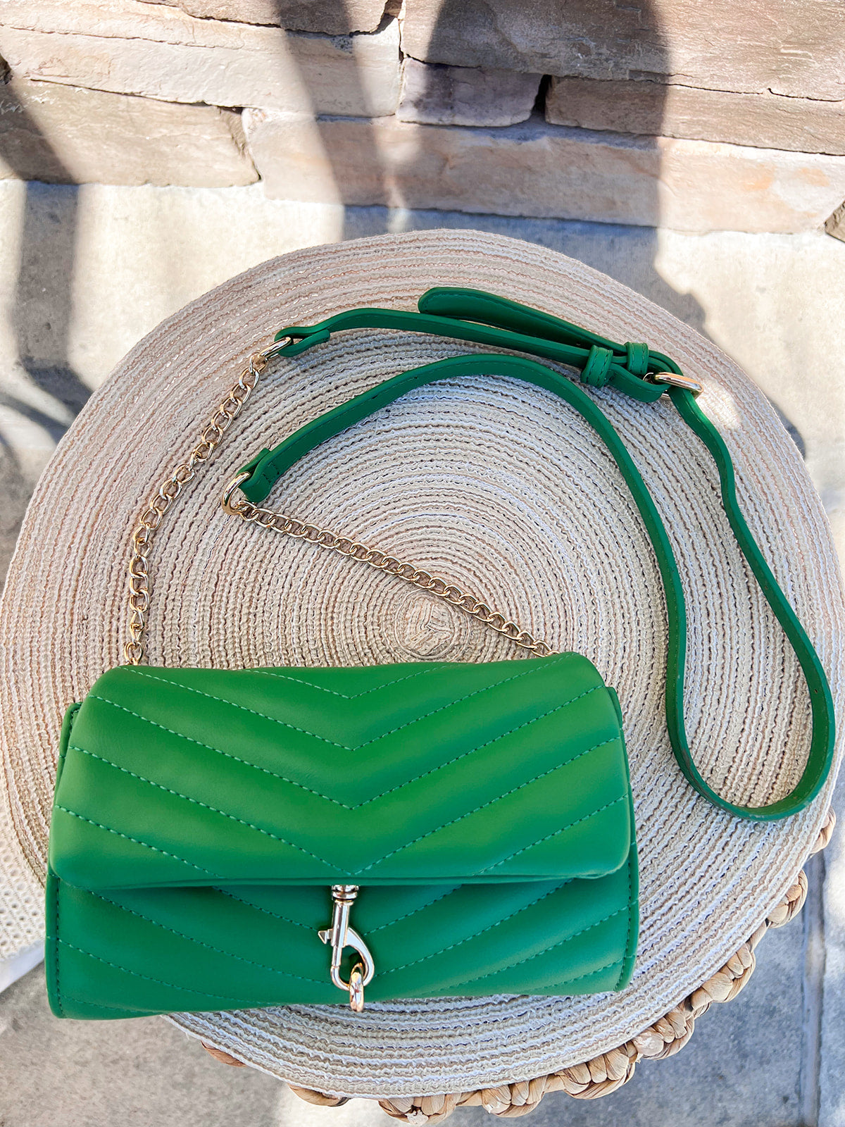 Evergreen Luxe Quilted Crossbody- The Pink Pineapple 850