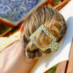  Large Flat Square Hair Clip in Limoncello lemon print
