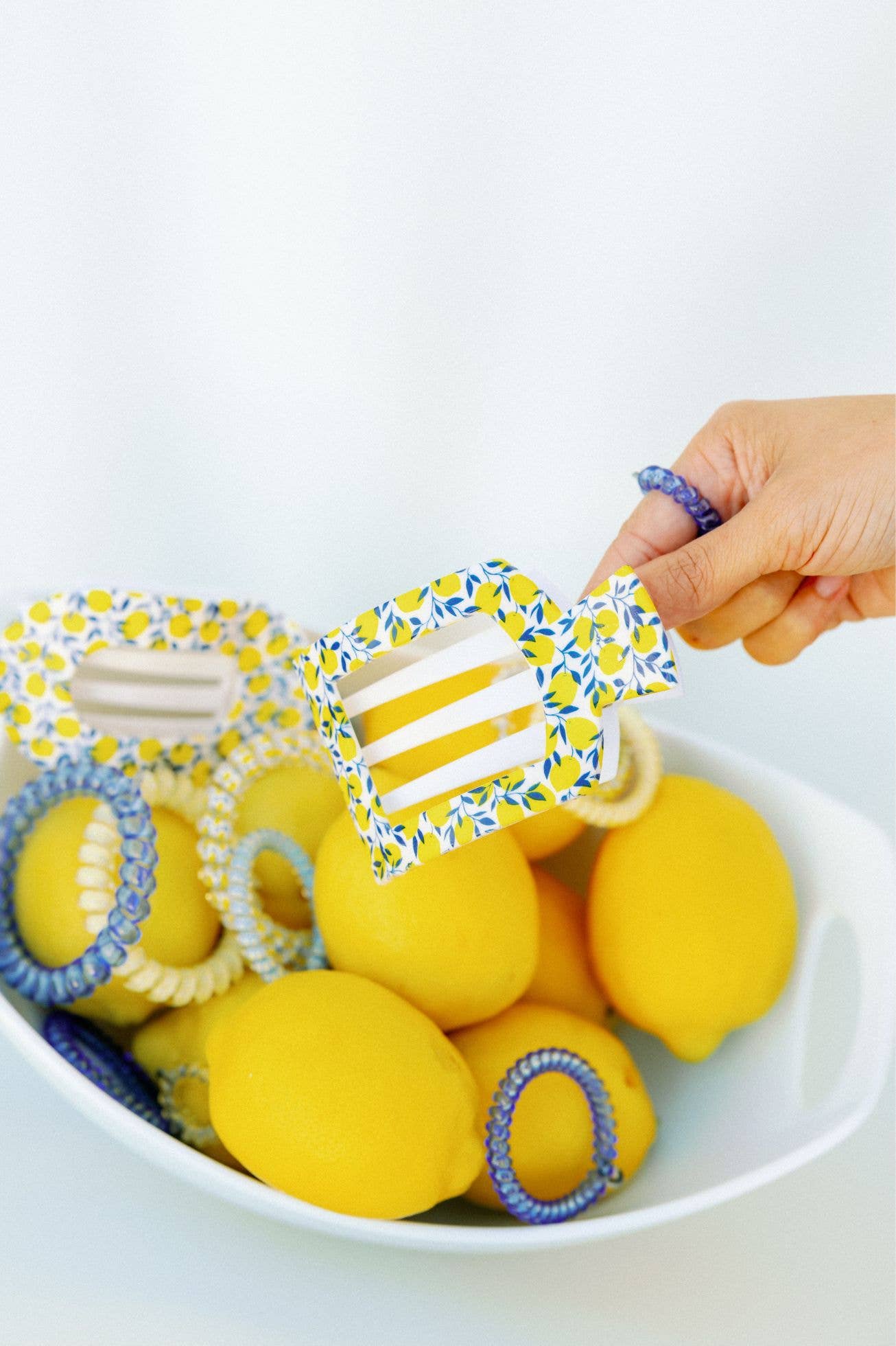 Medium Flat Square Hair Clip in Limoncello lemon print 