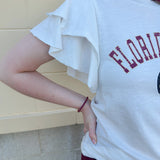 Florida State Flutter Sleeve Crewneck Top