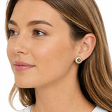 Florida State Seminoles pearly resin stud earrings with a gold-plated logo setting.