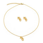 Florida State gold-plated stud earrings and matching adjustable necklace set.