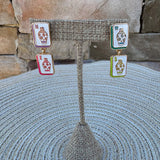 Four Winds Mahjong Tile Drop Earrings - The Pink Pineapple 850