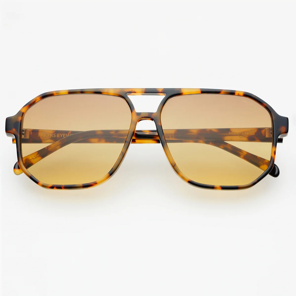 Tortoise and brown unisex aviator sunglasses with a lightweight biodegradable acetate frame.