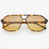 Tortoise and brown unisex aviator sunglasses with a lightweight biodegradable acetate frame.
