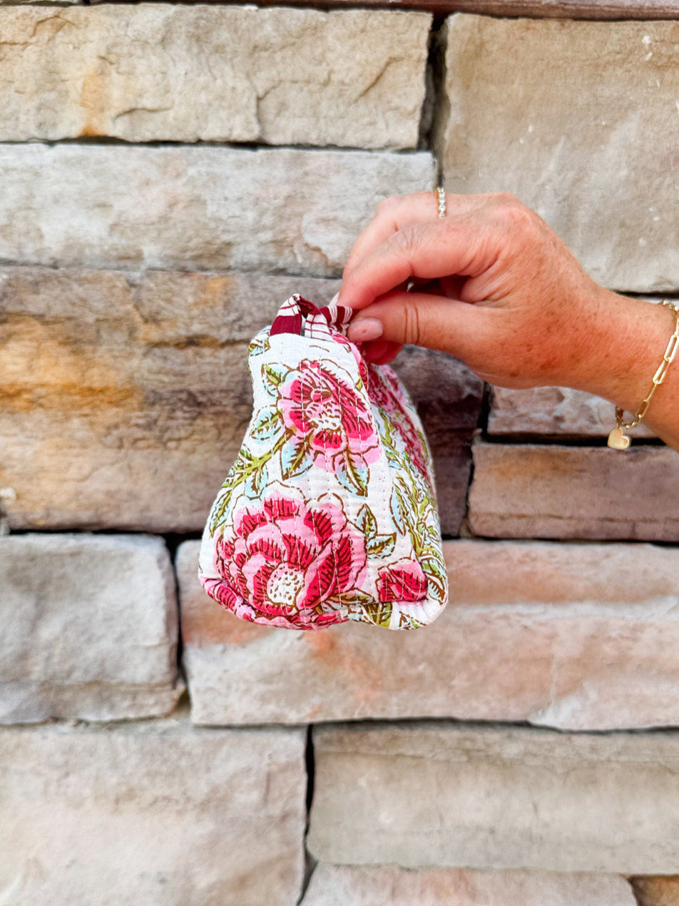 Garden Getaway Quilted Cosmetic Bag – Small
