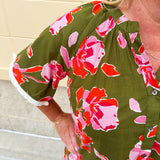 [THML] Garden Grace Olive Floral Top