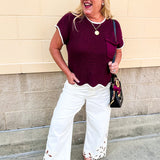 Garnet Contrast Knit Top