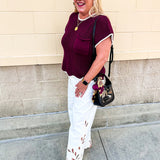 Garnet Contrast Knit Top