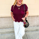 Garnet Contrast Knit Top