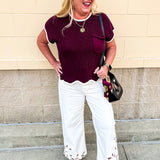 Garnet Contrast Knit Top