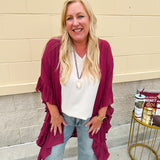 Ruffle Reverie Duster in Garnet