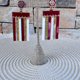 Garnet Glory Stripe Statement Earrings - The Pink Pineapple 850