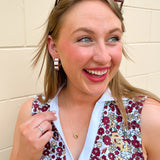 Garnet & White Geometric Hoops