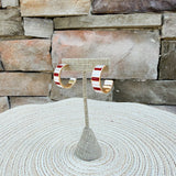 Garnet & White Geometric Hoops