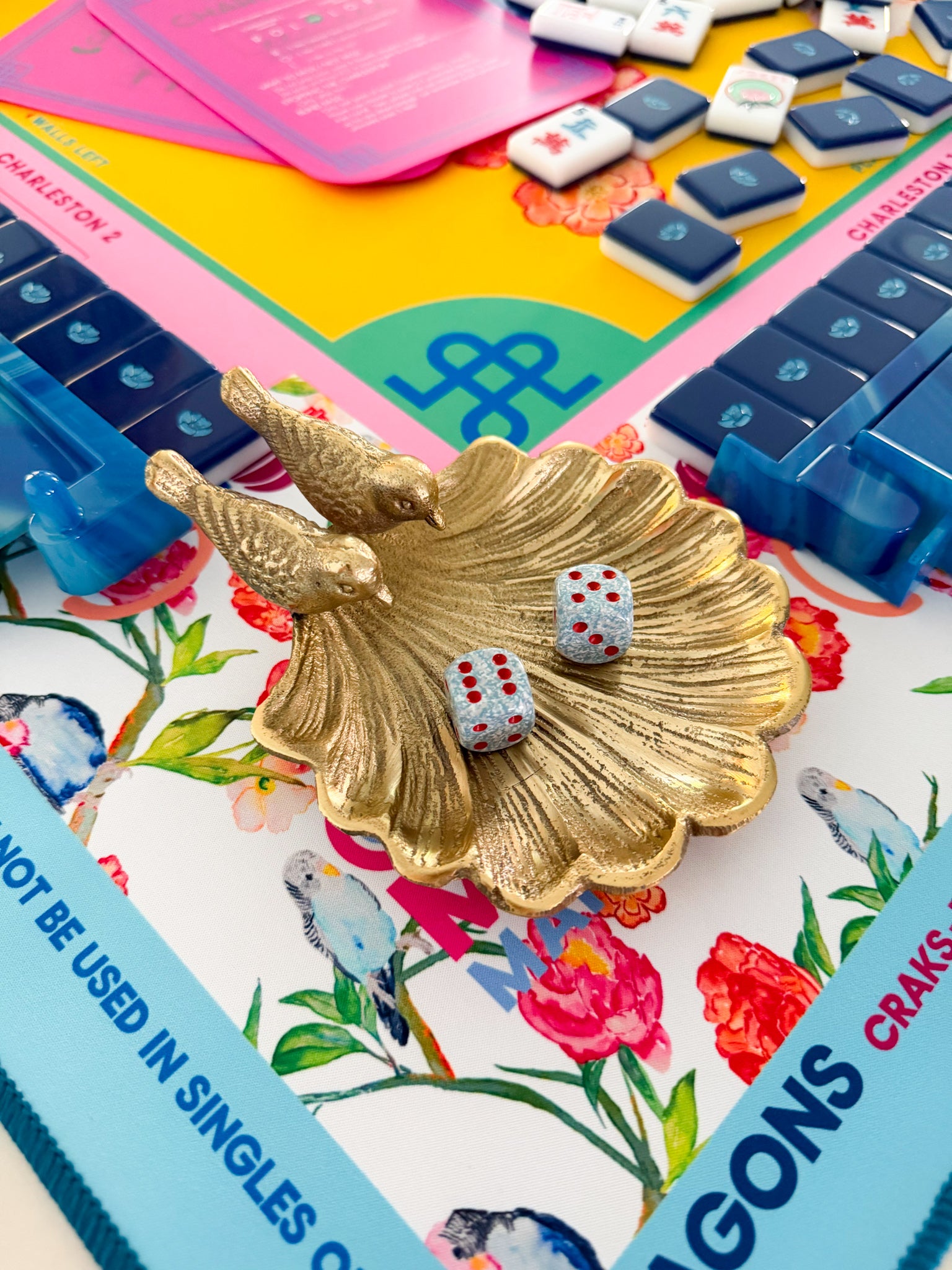 Gilded Songbird Scallop Dice Catchall