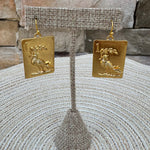 Gold Bird Bam Tile Earrings - The Pink Pineapple 850