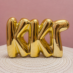 Gold Kappa Kappa Gamma bubble letter shelf décor with a polished metallic finish.