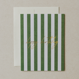Green Stripe Happy Birthday Card