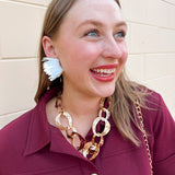 Hammered Metal Cat Eye Chain Necklace