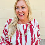 Hammered Metal Statement Necklace featuring organically shaped, textured metal accents on a 28-inch adjustable chain