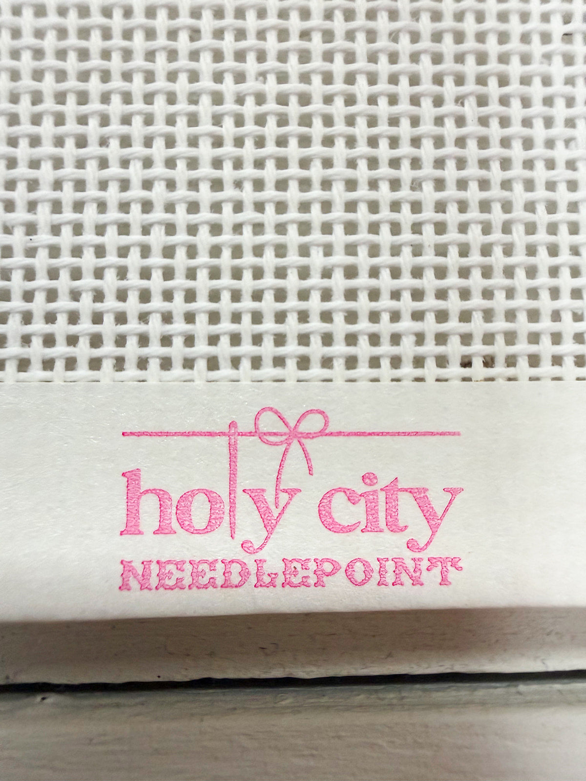Pink Happy Crest needlepoint canvas