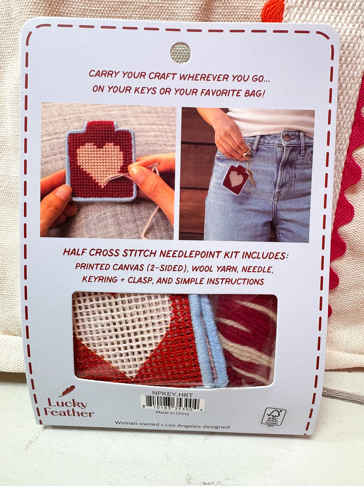 Heart needlepoint keychain kit- The Pink Pineapple 850