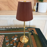 Henley Brass Table Lamp with brown pleated shade and brass base styled for a Mahjong table