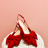 Holiday Bow Red Slingback Heels