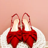 Holiday Bow Red Slingback Heels