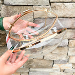 Clear Football shaped Stadium Purse with gold chain.