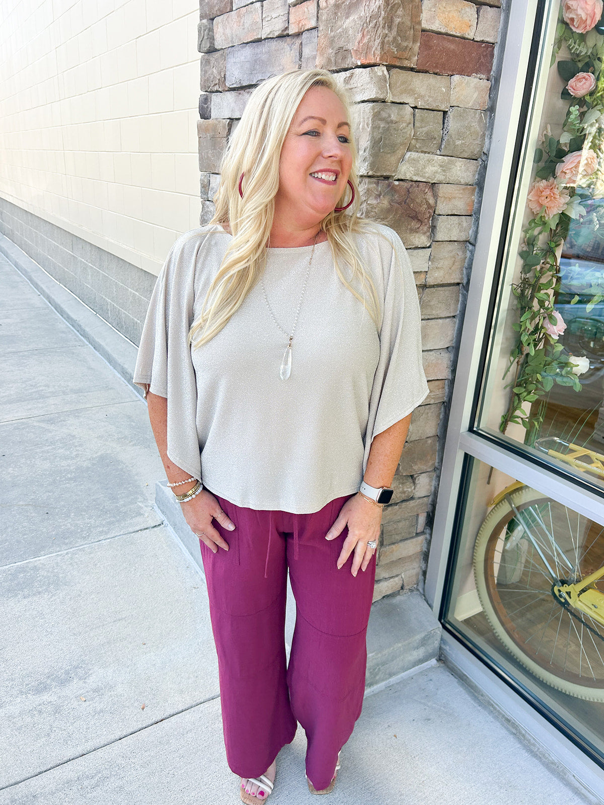Glamour Chic Metallic Glimmer Top | Styled View