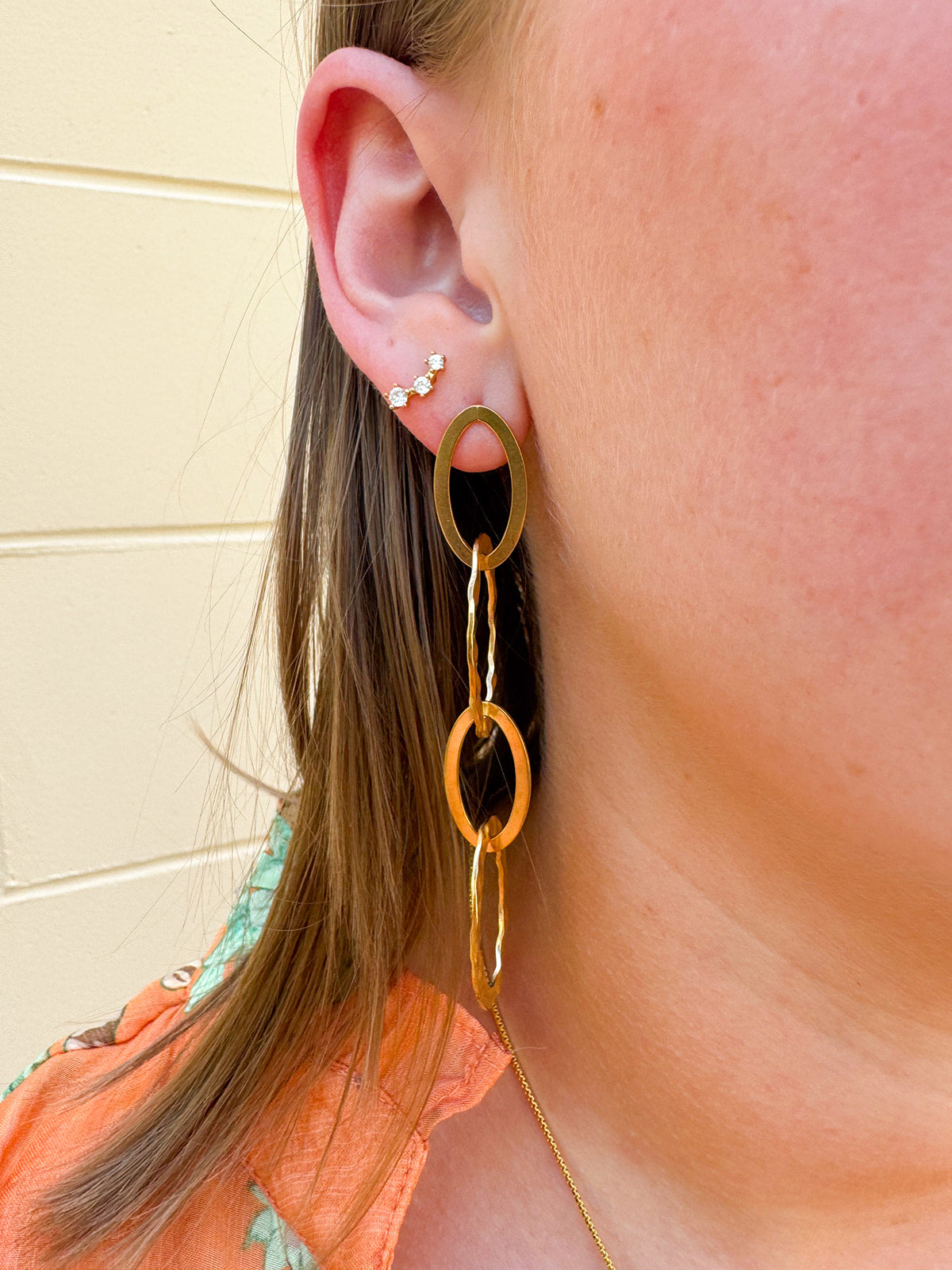 Golden Link Drop Earrings